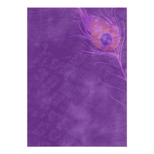 Modern Purple Peacock Feathers Wedding Invitations