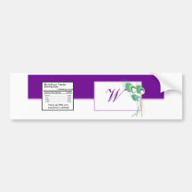 Modern Purple Peacock Wedding Water Bottle Label Bumper Sticker