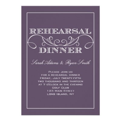 Modern Purple Rehearsal Dinner Invitation