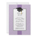 Modern Purple Stripe Graduation Party Invitation invitation