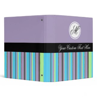 Modern Purple Stripe Monogram Binder binder