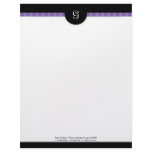 Modern Purple Stripes &amp; Black Monogram Letterhead