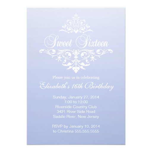 Modern Purple Violet Sweet Sixteen Birthday Party Personalized Announcement