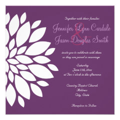 Modern Purple White Flower Wedding Invitations