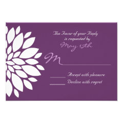 Modern Purple White Flower Wedding RSVP Cards
