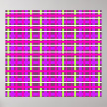 Modern purple yellow and pink plaid poster