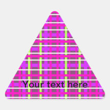 Modern purple yellow and pink plaid triangle sticker