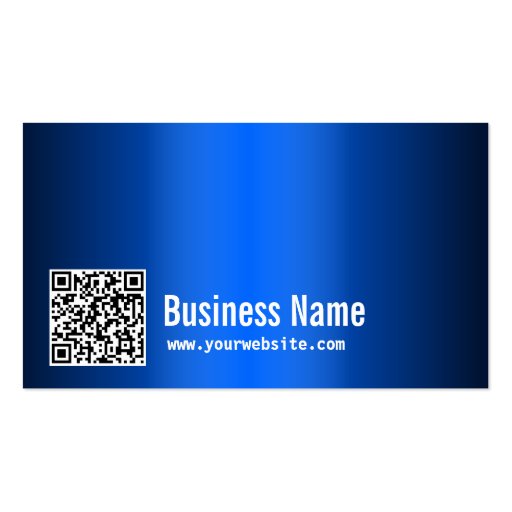 Modern QR Code Blue Metal Business Card (front side)