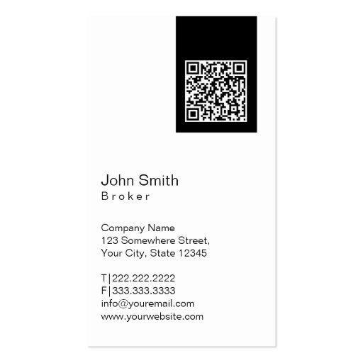Modern QR code Real Estate Broker Business Card (front side)