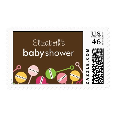 Modern Rattles Baby Shower Postage