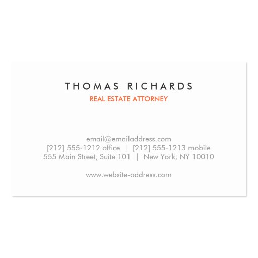 Modern Realtor or Attorney Business Card (back side)