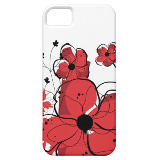 Modern Red and Black Floral Design iPhone 5 Covers