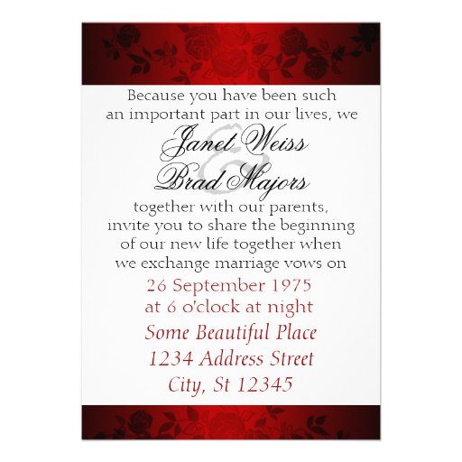 Modern Red and Black Rose Wedding Invitation