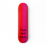 Modern red and pink stripes custom skateboard