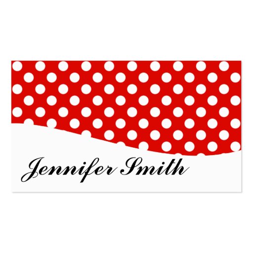 Modern Red and White Polka Dot Business Cards (front side)