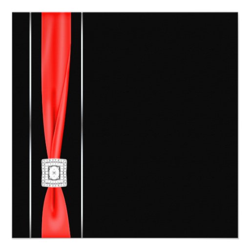 Modern Red Black Black Wedding Personalized Invites
