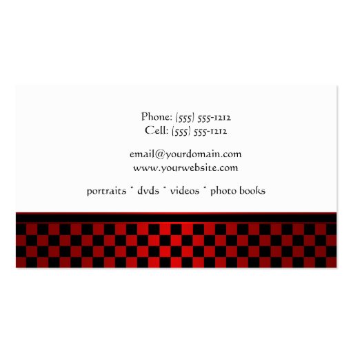Modern Red Black Checkers Pattern Business Card (back side)