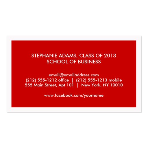 MODERN RED BUSINESS CARD FOR COLLEGE STUDENTS (back side)