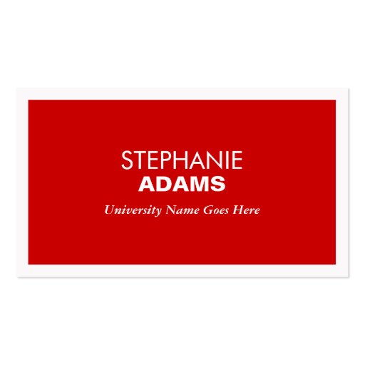 MODERN RED BUSINESS CARD FOR COLLEGE STUDENTS (front side)