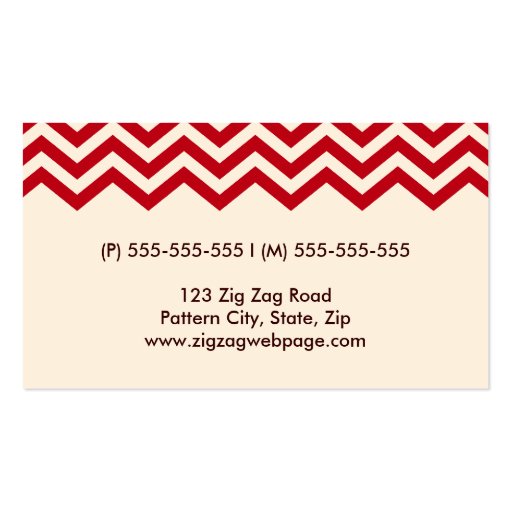 Modern red chevron pattern business card (back side)