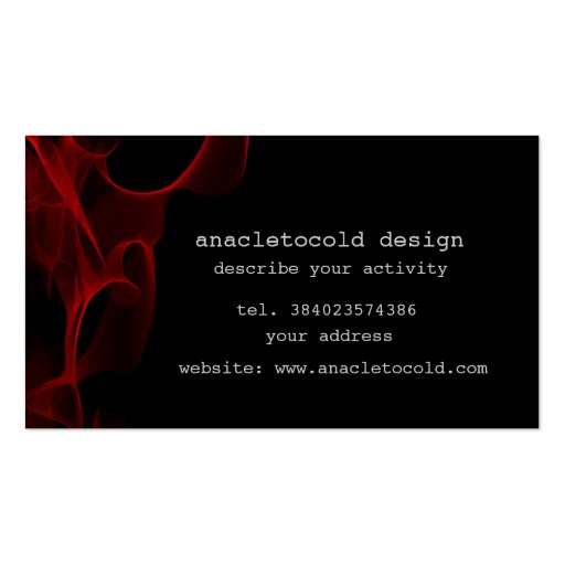 modern red fire bussiness card business cards (back side)