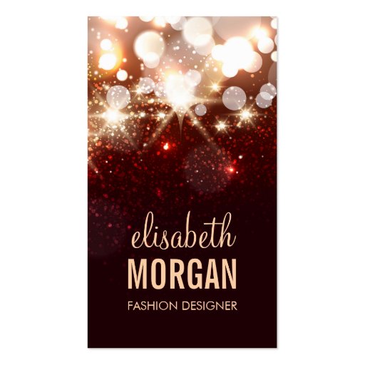 Modern Red Glitter Sparkle Bold Business Card (front side)