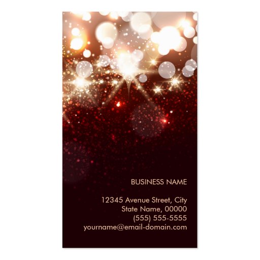 Modern Red Glitter Sparkle Bold Business Card (back side)