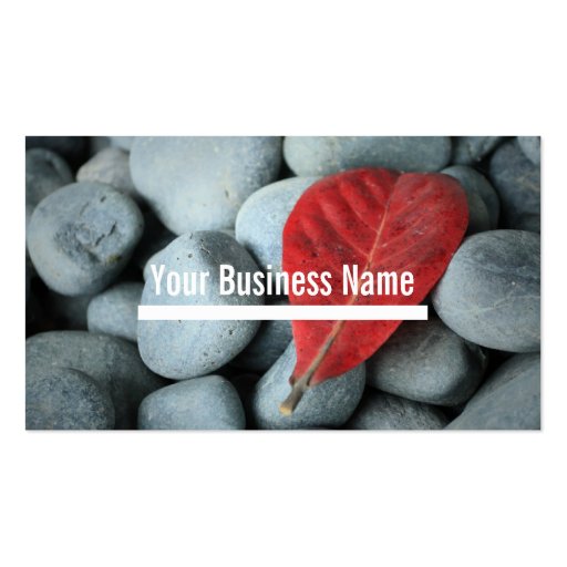 Modern Red Leaf and Stones Business Cards (front side)