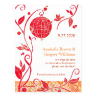 Modern Red Love Birds Save the Date Postcards