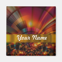 Modern red & orange abstract refrigerator magnet