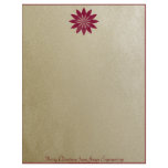 Modern Red Poinsettia Flower on Gold Background Letterhead