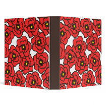 Modern Red Poppies Floral Print 3 Ring Binders