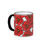 Modern Red Poppies Floral Print Coffee Mug mugs
