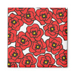 Modern Red Poppies Floral Print Magenet magnets