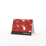 Modern Red Poppies Floral Thank You Note Cards