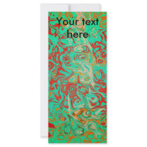 Modern red psychedelic on green background rack card design