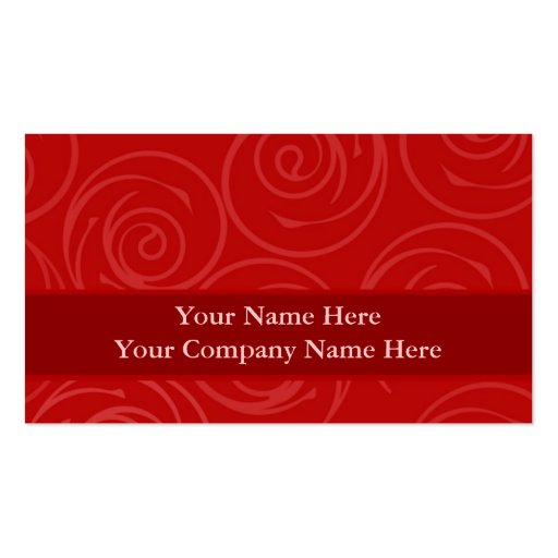 Modern Red Rose Swirls Damask Template Business Card Template (front side)