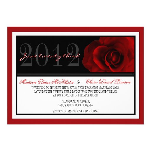Modern Red Rose Wedding Invite