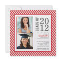 Modern Red Stripes Photo Graduation Invitation invitation