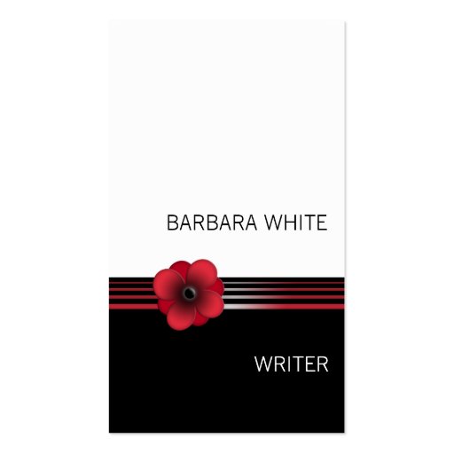 Modern red white black Floral flower business card