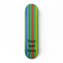 Modern red yellow blue stripes on green skate board deck