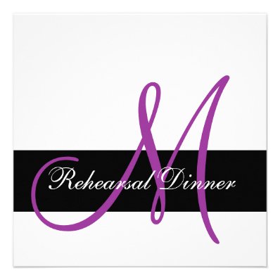 Modern Rehearsal Dinner Invitation Monogram Purple