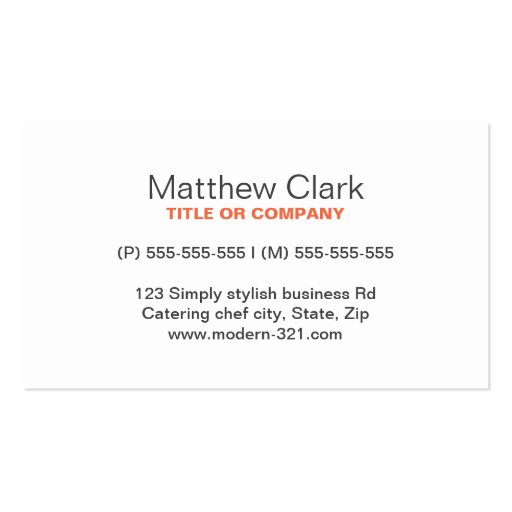 Modern restaurant chef catering professional business card template (back side)