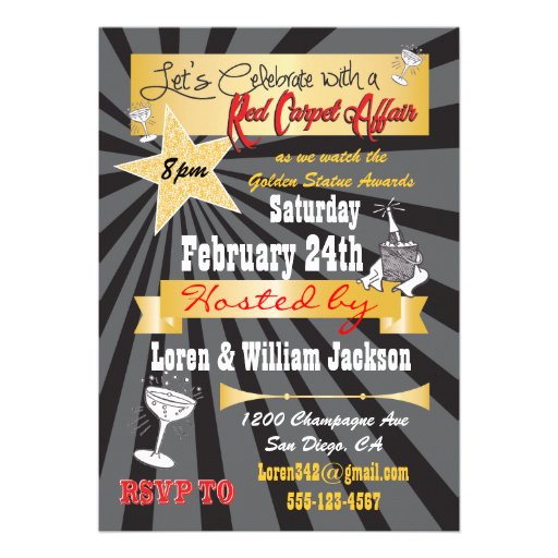 Modern retro Hollywood Red Carpet Party Invitation