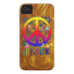 Modern Retro Peace Sign Text Birds & Flowers casemate cases