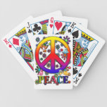 Modern Retro Peace Sign Text Birds & Flowers II Bicycle Card Deck