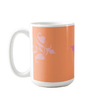 Modern Retro Pink Vines on Orange Mug