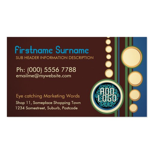Modern Retro w/ Logo or Photo Business Per Business Cards (front side)