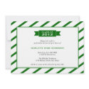 Modern ribbon green stripe graduation invitation invitation