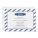 Modern ribbon navy stripe graduation invitation invitation